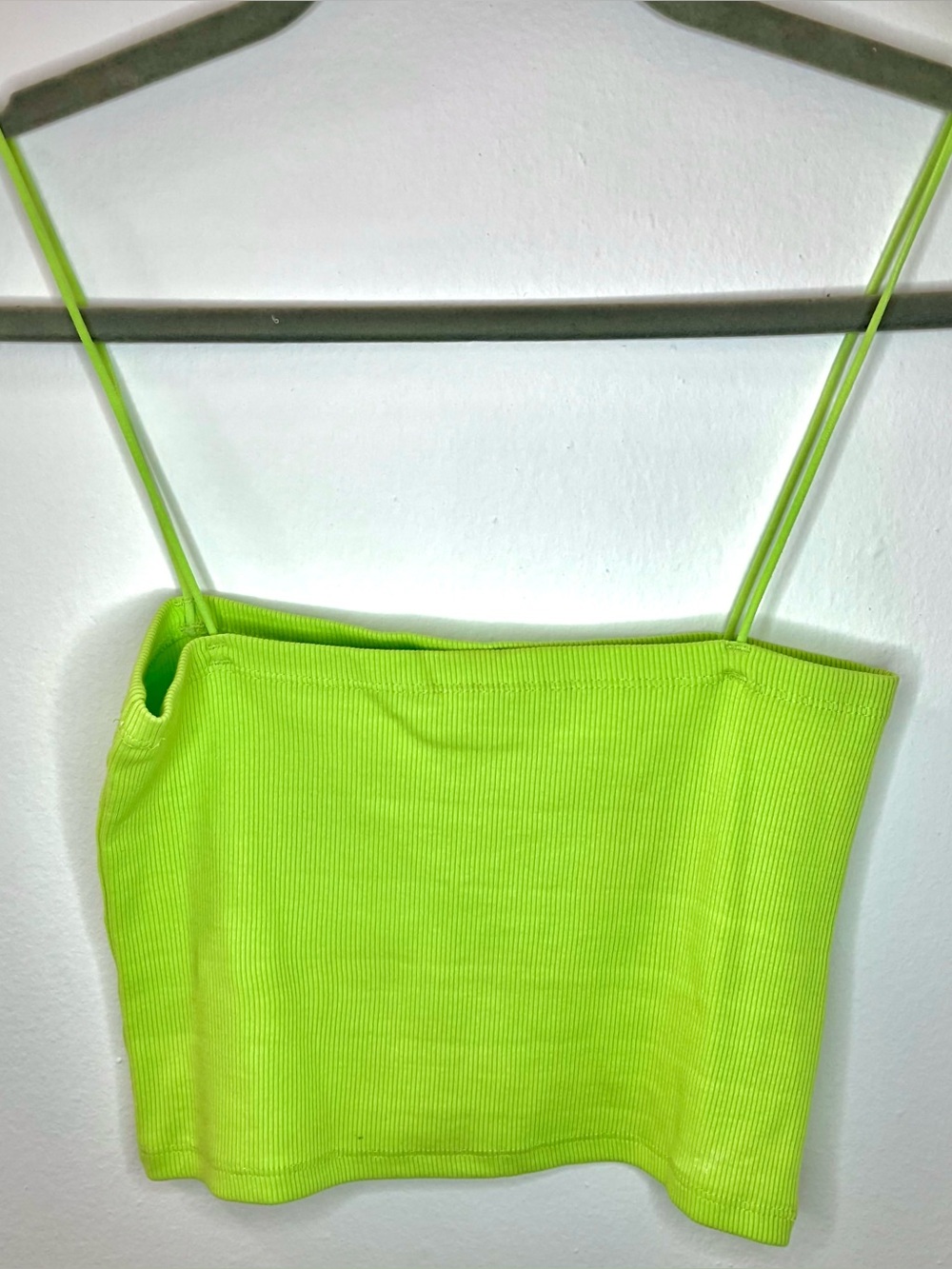 Zara neon green tank top crop top NWOT size large